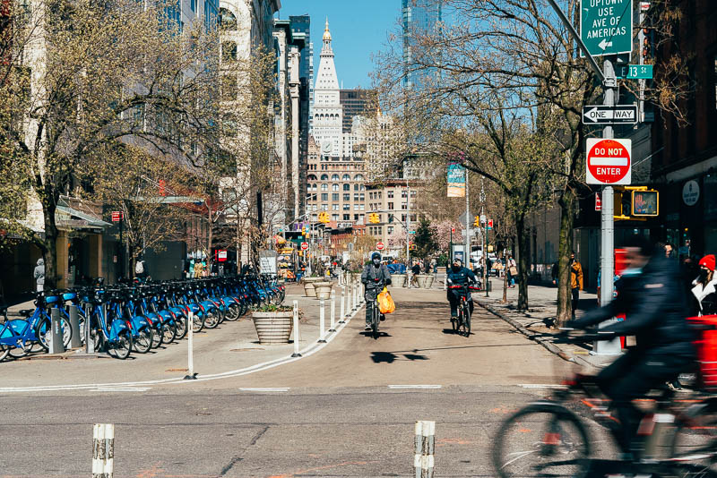 University Place, a shared street south of Union Square with ample bike parking